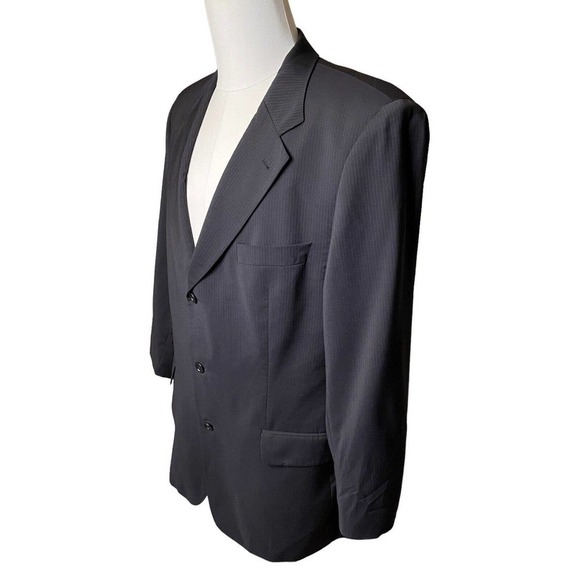 HUGO BOSS Mens 46R Sport Coat Artemis Akropolis Blue Wool 3 Button Pinstripe - Picture 2 of 12